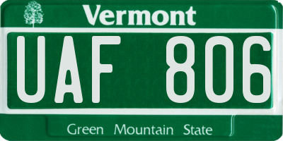 VT license plate UAF806