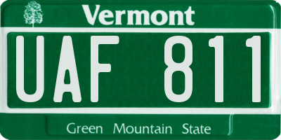 VT license plate UAF811