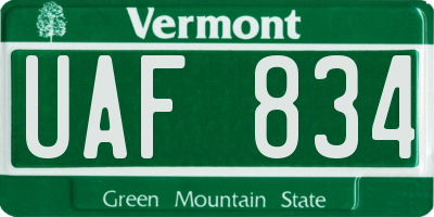 VT license plate UAF834