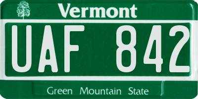 VT license plate UAF842