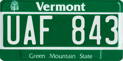 VT license plate UAF843