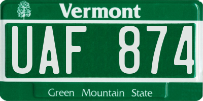 VT license plate UAF874