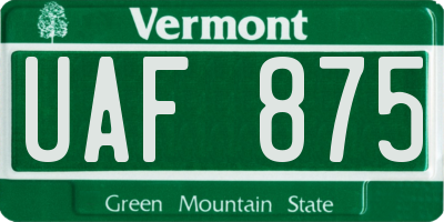 VT license plate UAF875