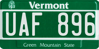 VT license plate UAF896
