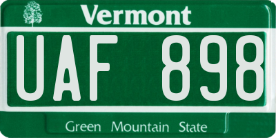 VT license plate UAF898