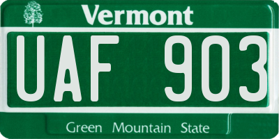 VT license plate UAF903