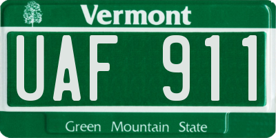 VT license plate UAF911