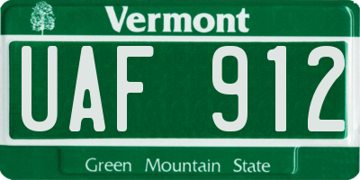 VT license plate UAF912