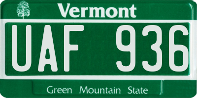 VT license plate UAF936