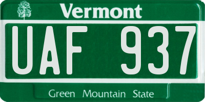 VT license plate UAF937