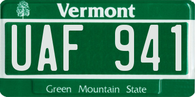 VT license plate UAF941