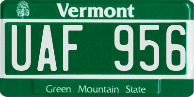 VT license plate UAF956