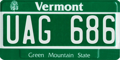 VT license plate UAG686