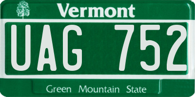 VT license plate UAG752