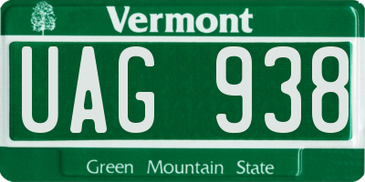 VT license plate UAG938