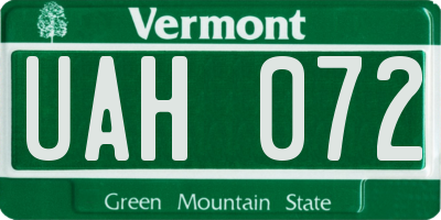VT license plate UAH072
