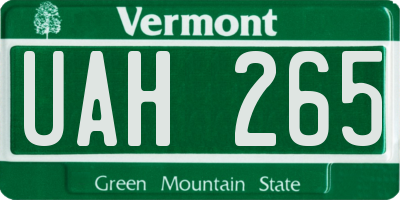 VT license plate UAH265