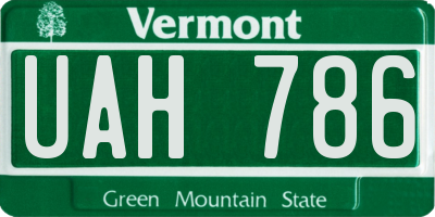 VT license plate UAH786