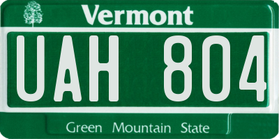 VT license plate UAH804