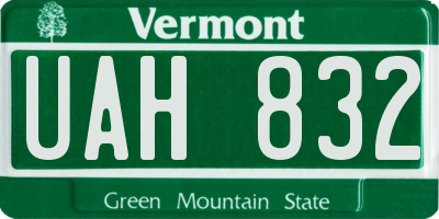 VT license plate UAH832