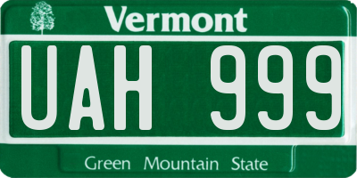 VT license plate UAH999