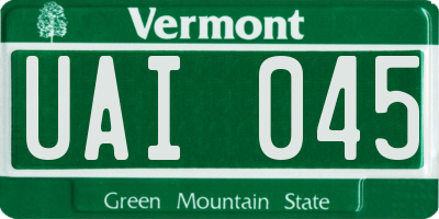 VT license plate UAI045