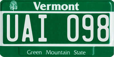 VT license plate UAI098