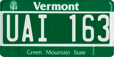VT license plate UAI163