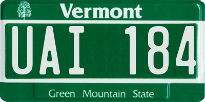 VT license plate UAI184