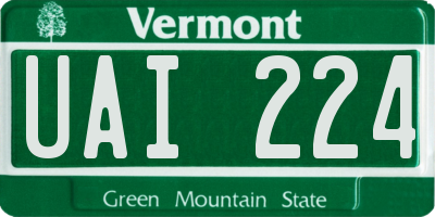 VT license plate UAI224