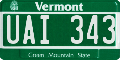 VT license plate UAI343
