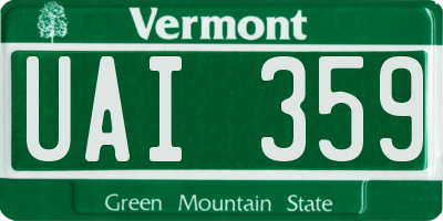 VT license plate UAI359