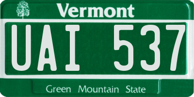 VT license plate UAI537