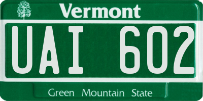VT license plate UAI602