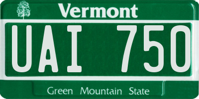 VT license plate UAI750