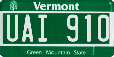 VT license plate UAI910