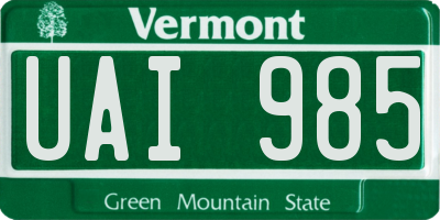 VT license plate UAI985