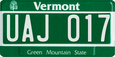 VT license plate UAJ017