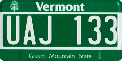 VT license plate UAJ133