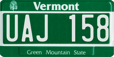 VT license plate UAJ158