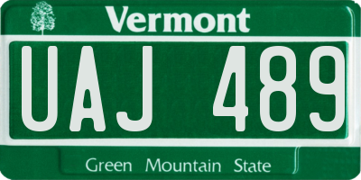 VT license plate UAJ489