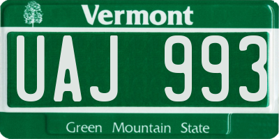 VT license plate UAJ993