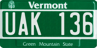 VT license plate UAK136