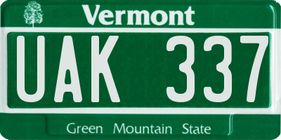 VT license plate UAK337
