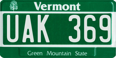 VT license plate UAK369