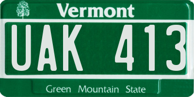 VT license plate UAK413