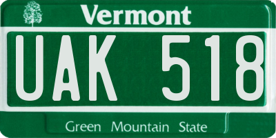 VT license plate UAK518