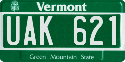 VT license plate UAK621