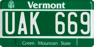 VT license plate UAK669