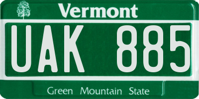 VT license plate UAK885